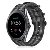 Strap-it® Fossil Gen 5e - 44mm nylon gesp band (zwart/grijs)
