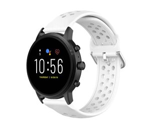 Strap-it® Fossil Gen 5 siliconen bandje met gaatjes (wit)