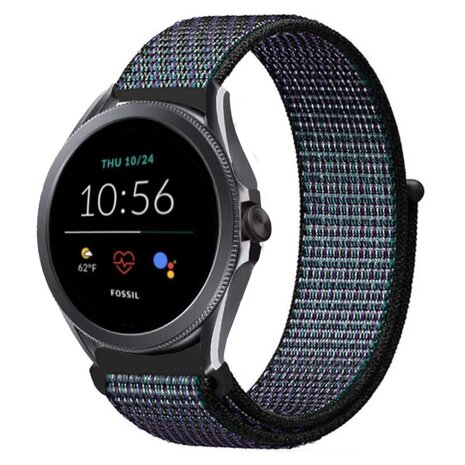 Strap-it® Strap-it Fossil Gen 5e - 44mm nylon band (zwart/blauw)