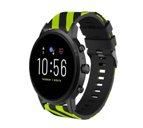 Strap-it® Fossil Gen 5 gestreept siliconen bandje (zwart/geel)