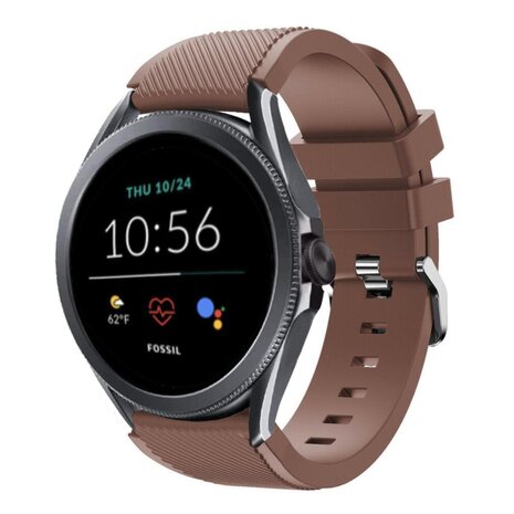 Strap-it® Strap-it Fossil Gen 5e - 44mm siliconen bandje (koffiebruin)
