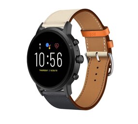 Strap-it® Fossil Gen 5 leren band (wit/donkerblauw)