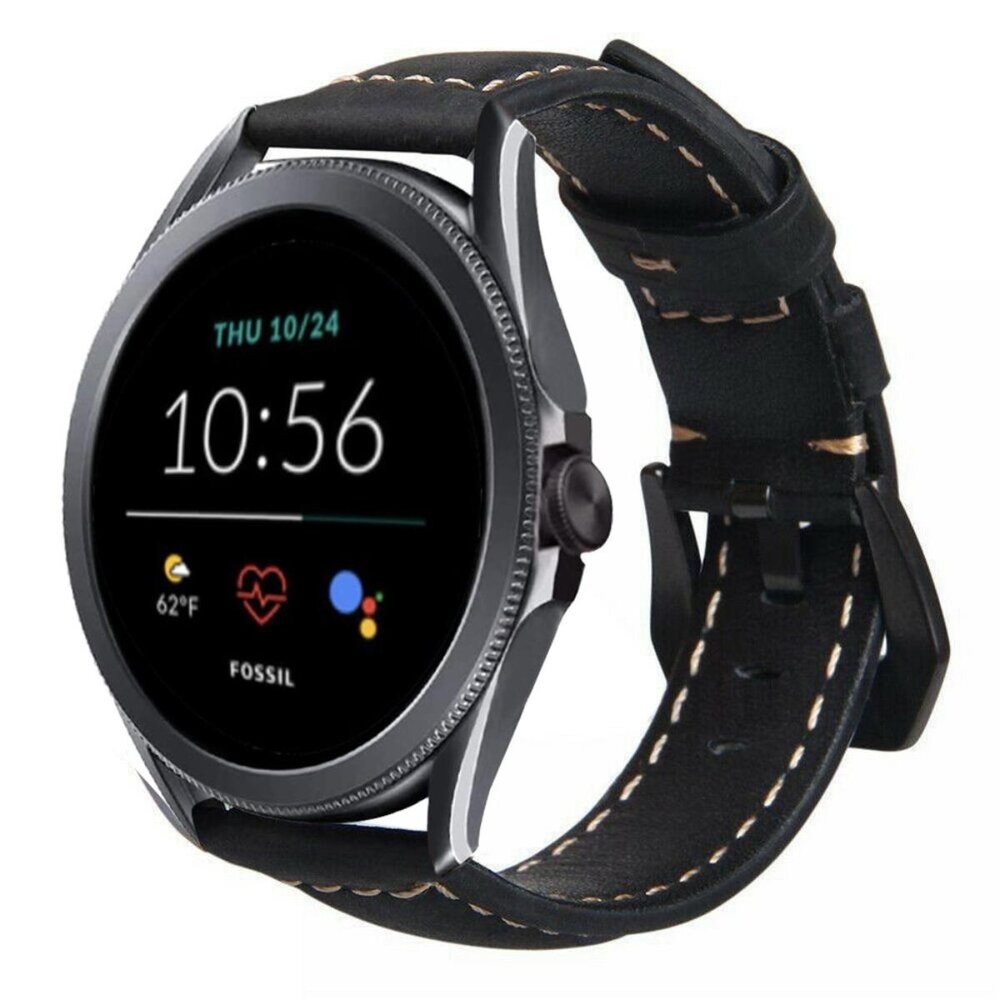 Strap-it® Strap-it Fossil Gen 5e - 44mm leren band (zwart)