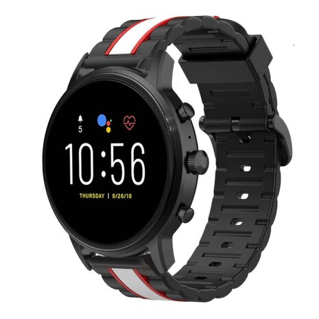 Strap-it® Strap-it Fossil Gen 5 Special Edition band (zwart/wit)