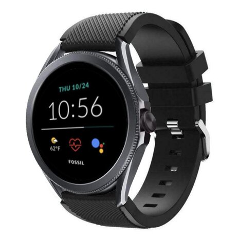Strap-it® Strap-it Fossil Gen 5e - 44mm siliconen bandje  (zwart)