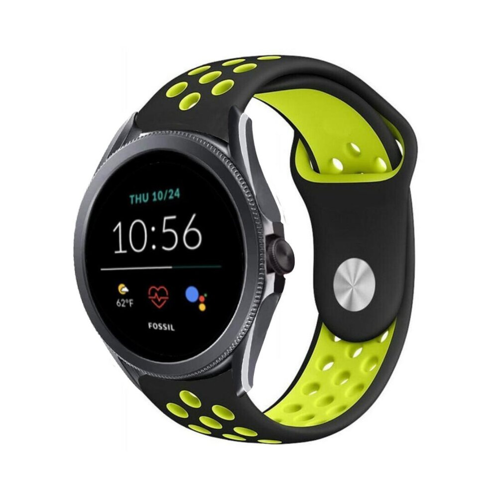 Strap-it® Strap-it Fossil Gen 5e - 44mm sport band (zwart/geel)