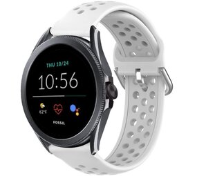 Strap-it® Fossil Gen 5e - 44mm siliconen bandje met gaatjes (wit)