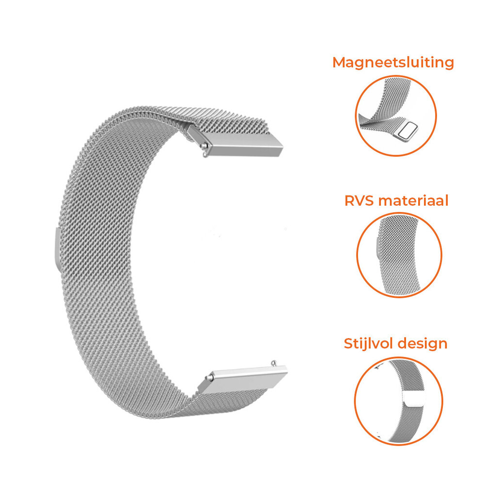 Strap-it® Strap-it OnePlus Watch 3 Milanese band (zilver) Strap-it® Strap-it OnePlus Watch 3 Milanese band (zilver)