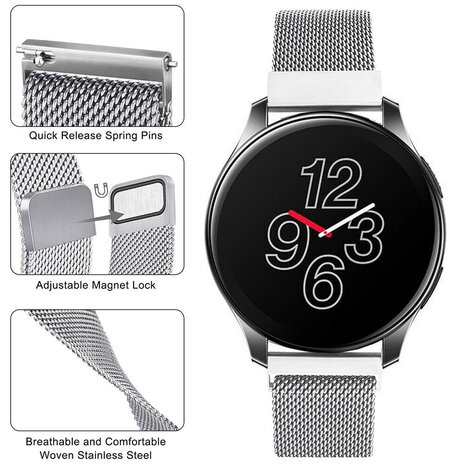 Strap-it® Strap-it OnePlus Watch 3 Milanese band (zilver) Strap-it® Strap-it OnePlus Watch 3 Milanese band (zilver)