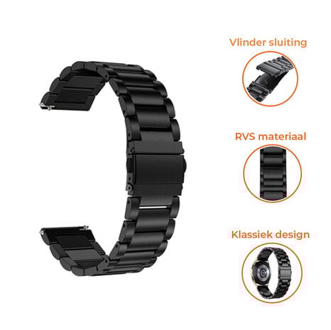 Strap-it® Strap-it OnePlus Watch 3 stalen band (zwart)