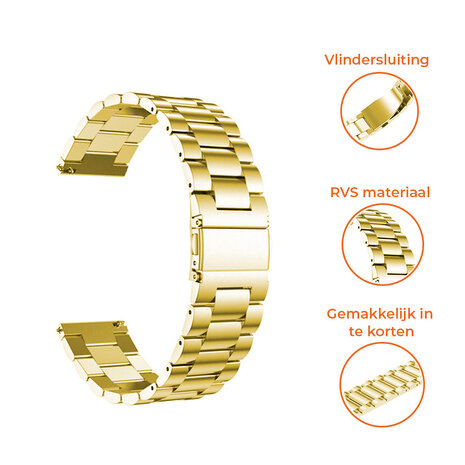 Strap-it® Strap-it OnePlus Watch 3 stalen band (goud)