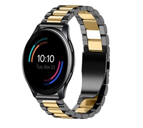 Strap-it® OnePlus Watch 3 stalen band (zwart/goud)