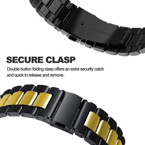 Strap-it® Strap-it OnePlus Watch 3 stalen band (zwart/goud)