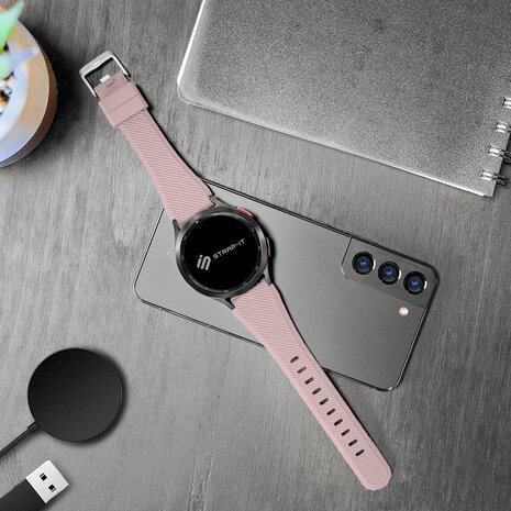 Strap-it® Strap-it OnePlus Watch 3 siliconen bandje (roze)