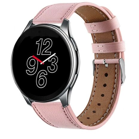 Strap-it® Strap-it OnePlus Watch 3 leren bandje (roze)