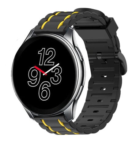 Strap-it® Strap-it OnePlus Watch 3 sport gesp band (zwart/geel)