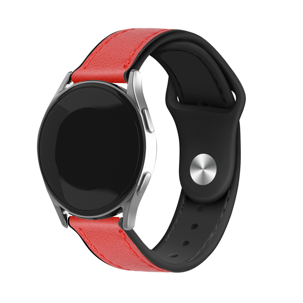 Strap-it® Strap-it OnePlus Watch 3 leren hybrid bandje (rood)
