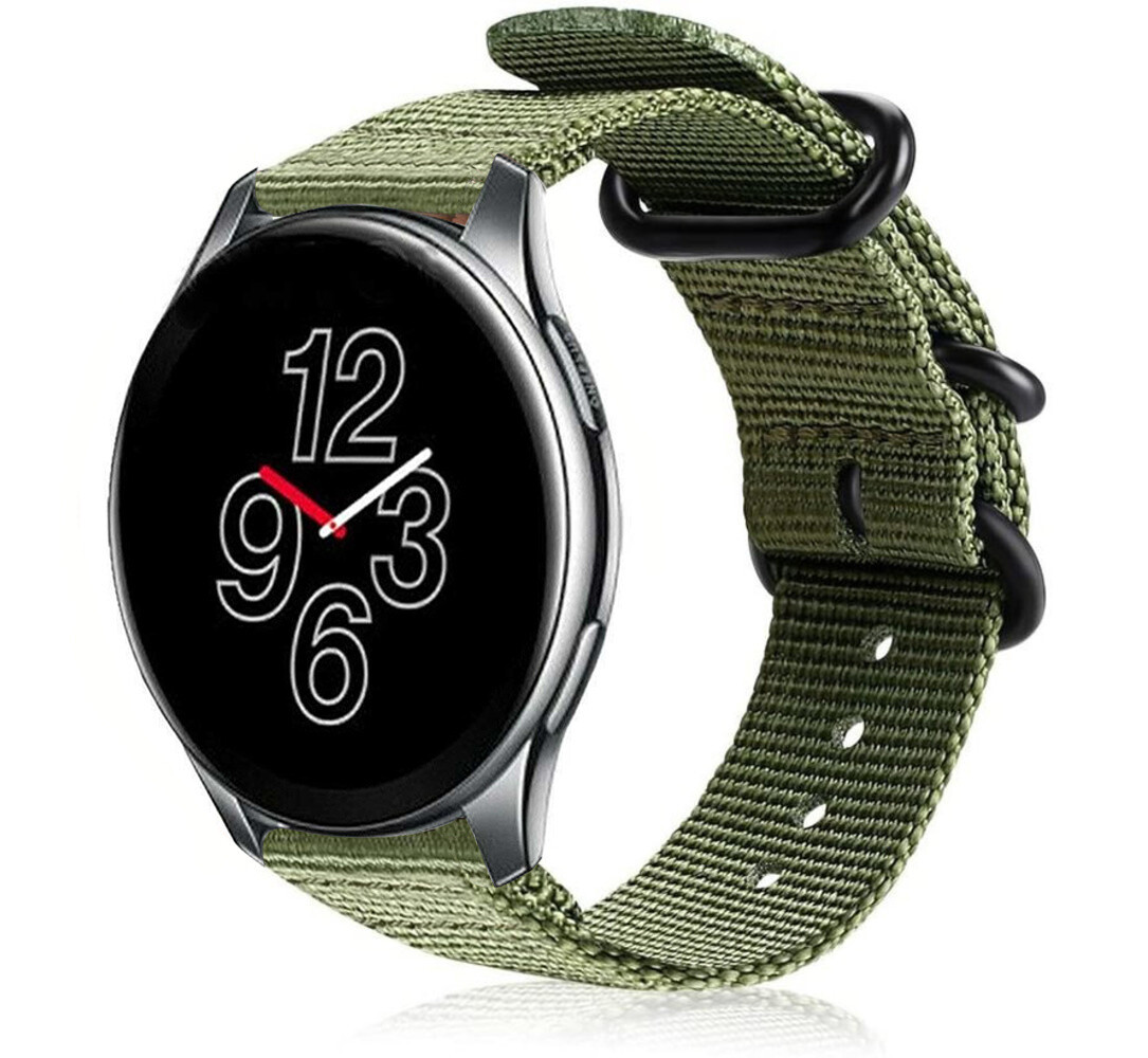 Strap-it® Strap-it OnePlus Watch 3 nylon gesp band (groen