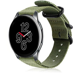 Strap-it® OnePlus Watch 3 nylon gesp band (groen)