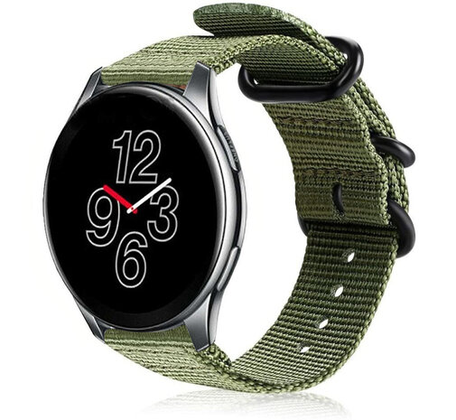 Strap-it® Strap-it OnePlus Watch 3 nylon gesp band (groen