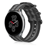 Strap-it® OnePlus Watch 3 nylon gesp band (zwart/grijs)