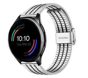 Strap-it® OnePlus Watch 3 roestvrij stalen band (zilver/zwart)