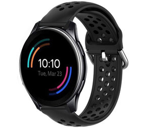Strap-it® OnePlus Watch 3 siliconen bandje met gaatjes (zwart)