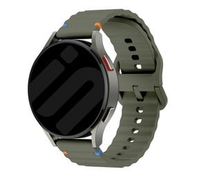 Strap-it® OnePlus Watch 3 wave siliconen bandje (legergroen)