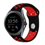 Strap-it® Fossil Gen 5e - 44mm sport band (zwart/rood)
