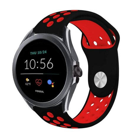Strap-it® Strap-it Fossil Gen 5e - 44mm sport band (zwart/rood)