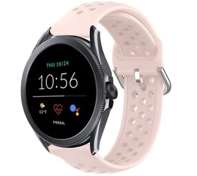Strap-it® Fossil Gen 5e - 44mm siliconen bandje met gaatjes (roze)