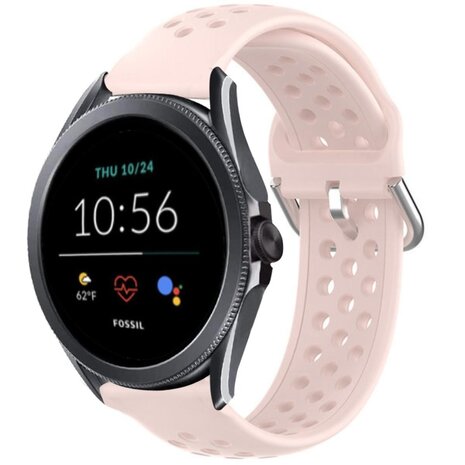 Strap-it® Strap-it Fossil Gen 5e - 44mm siliconen bandje met gaatjes (roze)
