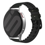 Strap-it® Fossil Gen 5e - 44mm siliconen / leren bandje (zwart/groen)