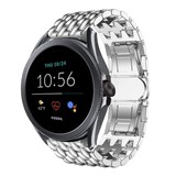 Strap-it® Fossil Gen 5e - 44mm stalen draak band (zilver)