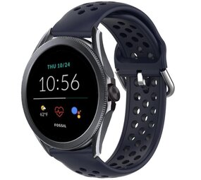 Strap-it® Fossil Gen 5e - 44mm siliconen bandje met gaatjes (donkerblauw)