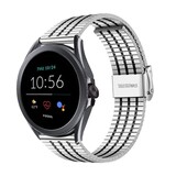 Strap-it® Fossil Gen 5e - 44mm roestvrij stalen band (zilver/zwart)