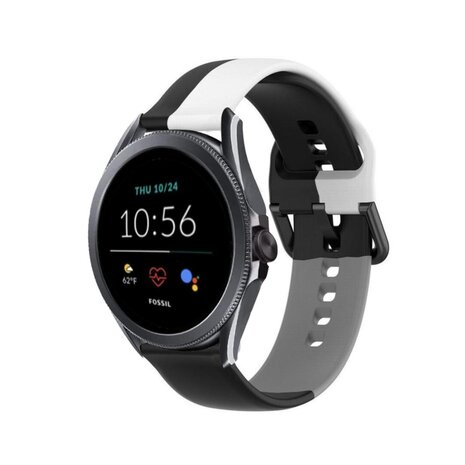 Strap-it® Strap-it Fossil Gen 5e - 44mm triple sport band (zwart-wit-grijs) Strap-it® Strap-it Fossil Gen 5e - 44mm triple sport band (zwart-wit-grijs)