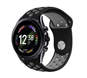 Strap-it® Fossil Gen 6 - 44mm sport band (zwart/grijs)