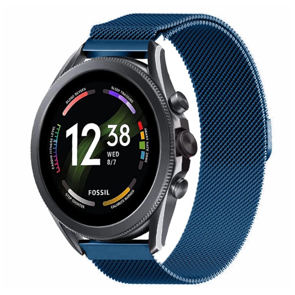 Strap-it® Strap-it Fossil Gen 6 - 44mm Milanese band (blauw) Strap-it® Strap-it Fossil Gen 6 - 44mm Milanese band (blauw)