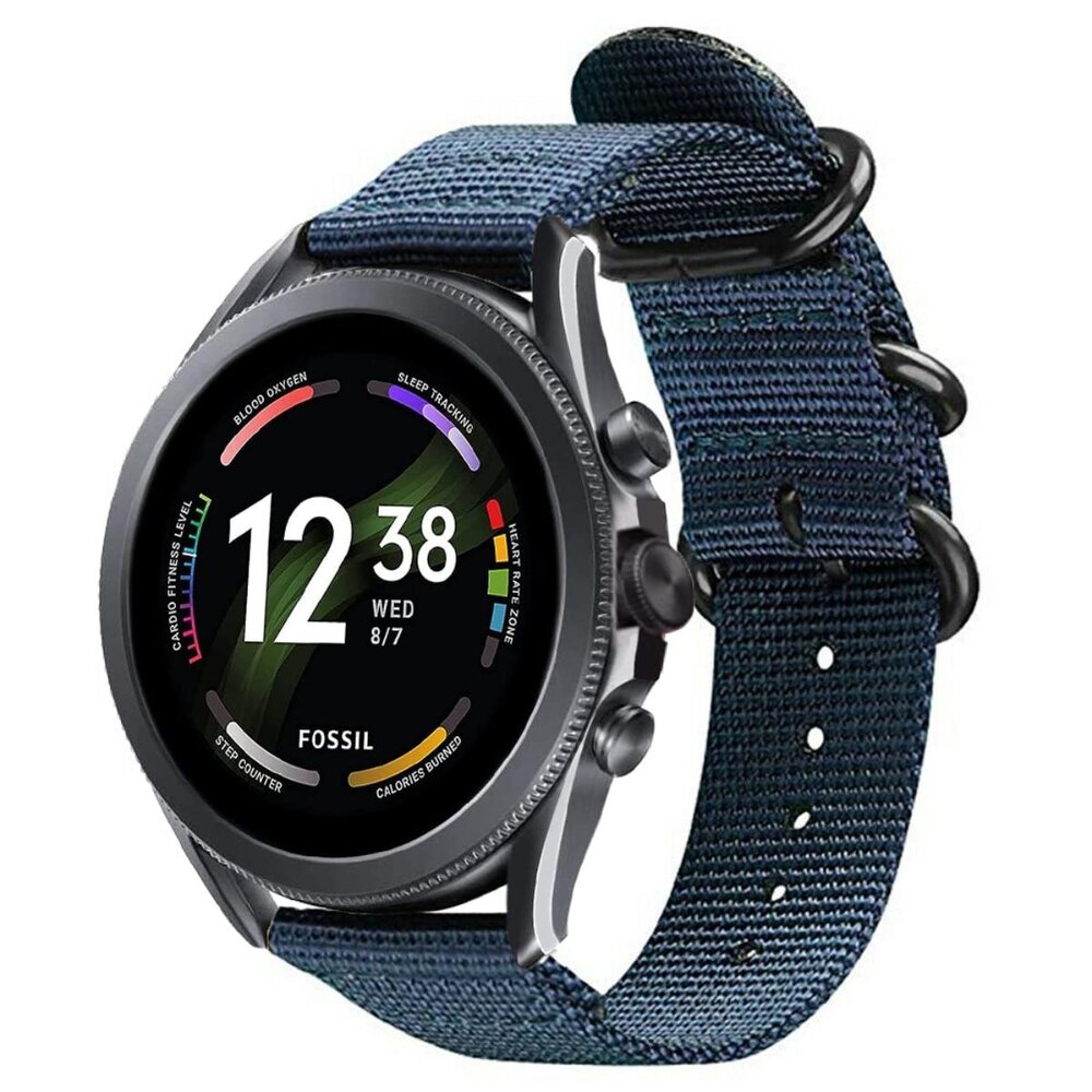 Strap-it® Strap-it Fossil Gen 6 - 44mm nylon gesp band (blauw)