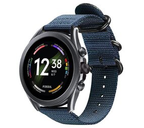 Strap-it® Fossil Gen 6 - 44mm nylon gesp band (blauw)