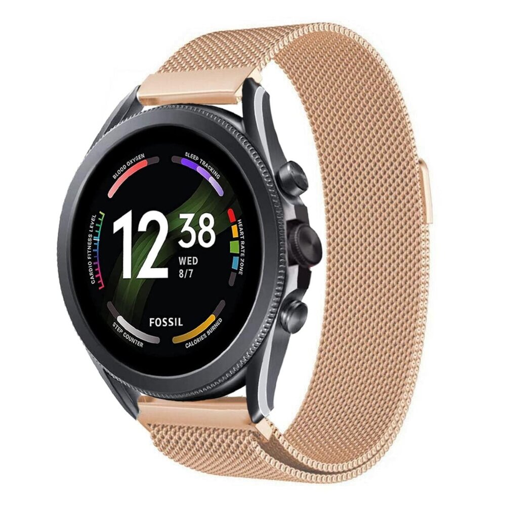 Strap-it® Strap-it Fossil Gen 6 - 44mm Milanese band (rosé goud)
