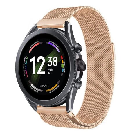 Strap-it® Strap-it Fossil Gen 6 - 44mm Milanese band (rosé goud)
