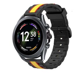 Strap-it® Fossil Gen 6 - 44mm Special Edition band (zwart/geel)