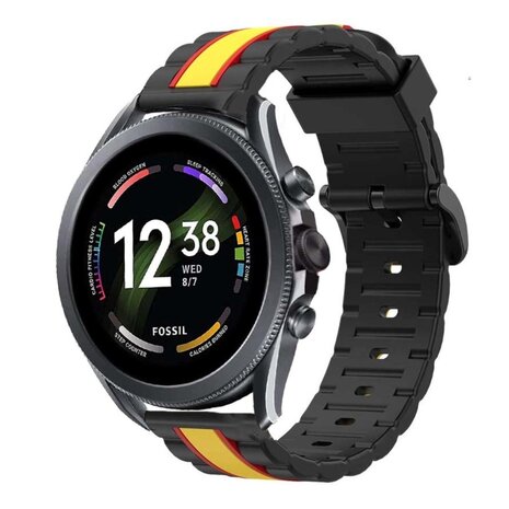 Strap-it® Strap-it Fossil Gen 6 - 44mm Special Edition band (zwart/geel)