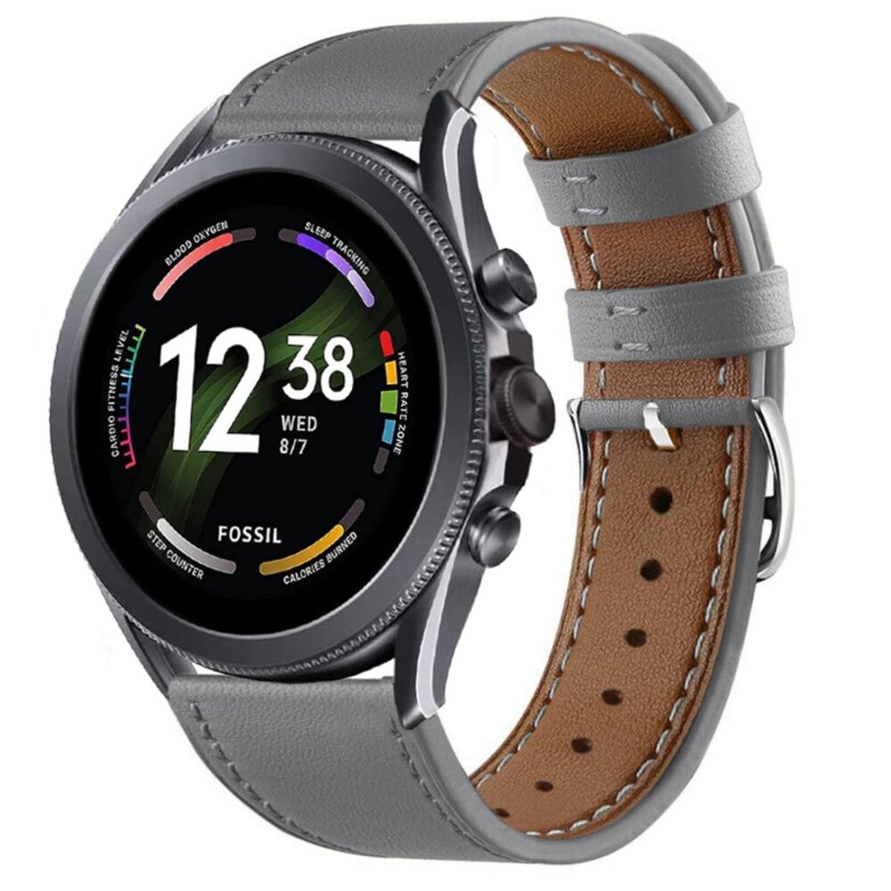 Strap-it® Strap-it Fossil Gen 6 - 44mm bandje leer (grijs)