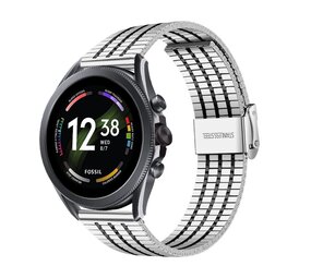 Strap-it® Fossil Gen 6 - 44mm roestvrij stalen band (zilver/zwart)