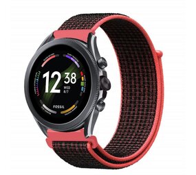 Strap-it® Fossil Gen 6 - 44mm nylon band (zwart/koraal)