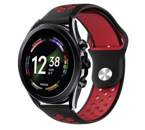Strap-it® Fossil Gen 6 - 44mm sport band (zwart/rood)