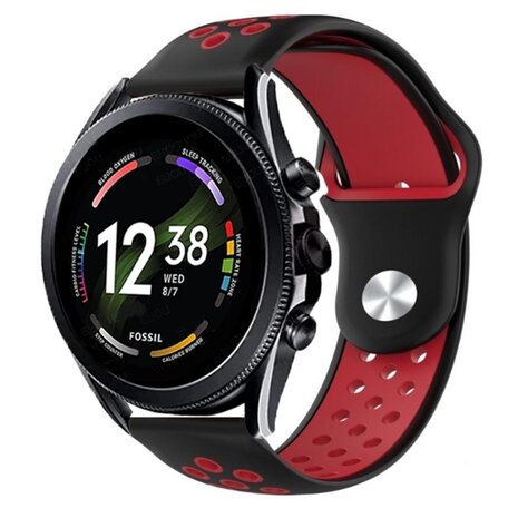 Strap-it® Strap-it Fossil Gen 6 - 44mm sport band (zwart/rood)